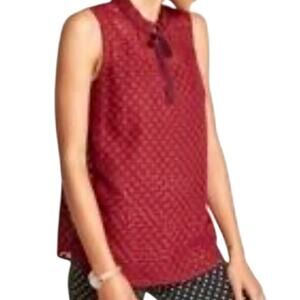 Modcloth medium polka dot sheer tie front sleeveless top blouse TS 2702